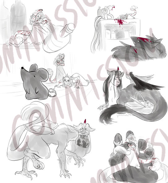 On Borrowed Paths B&amp;W sketchpage (AU by @sapphicslaylist on tumblr)